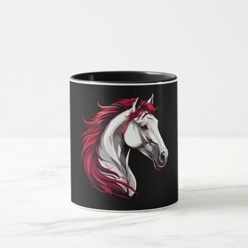 Powerful and Strong Horse Grey Black and White Mug