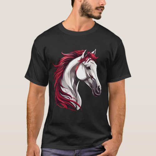 Powerful and Strong Horse Grey Black and White T_Shirt