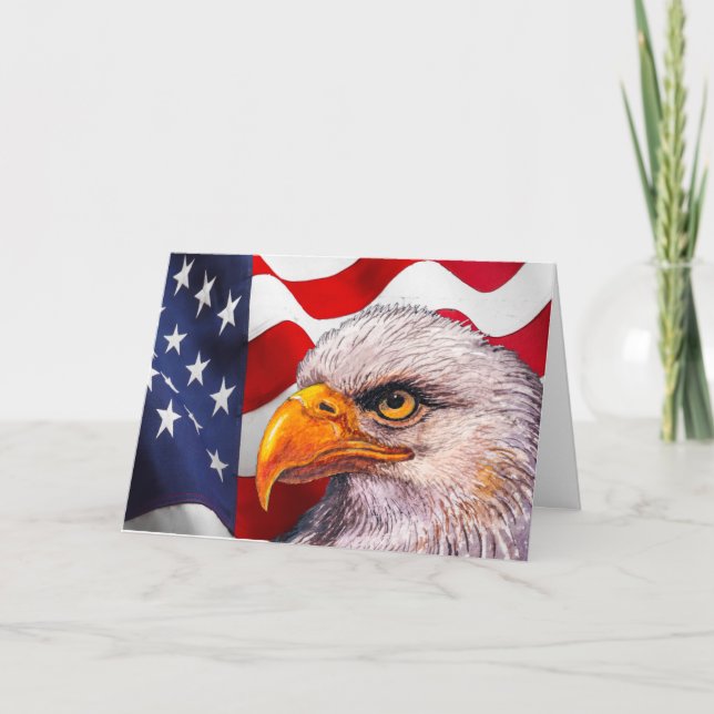 Powerful Bald Eagle Holiday Card (Front)