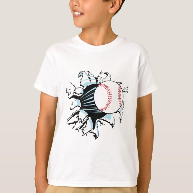 powerful baseball ripping through T-Shirt (Front)