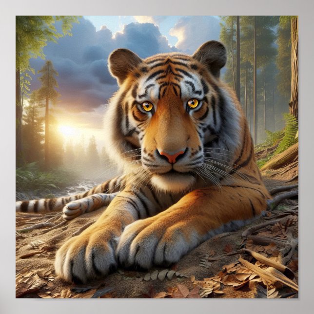 Powerful Bengal Tiger in the Wild Jungle Poster (Front)