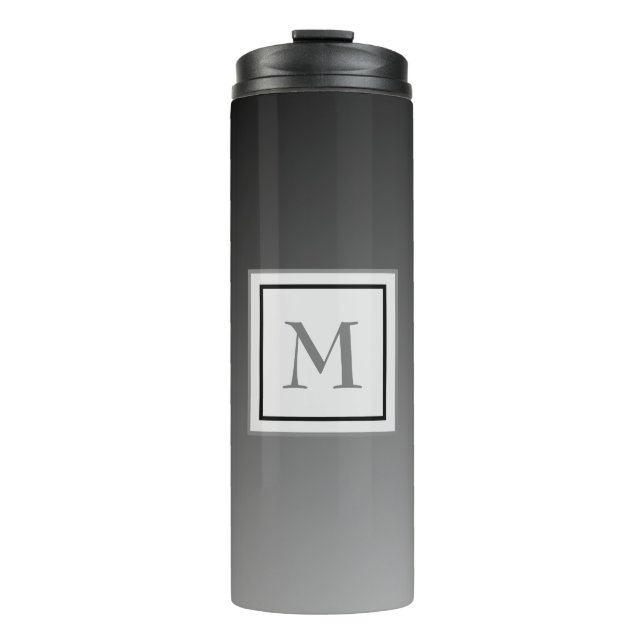 Powerful Black and Gray Ombre Thermal Tumbler (Front)