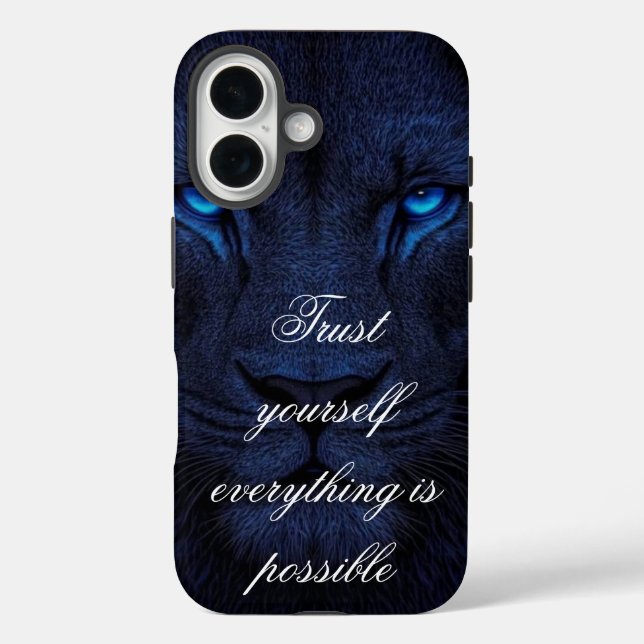 Powerful Blue Lion Motivational iPhone Wallpaper Case-Mate iPhone Case (Back)
