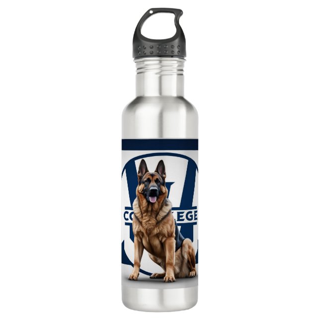 Powerful Breed Dog: German Shepherd Stainless Steel Water Bottle (Front)
