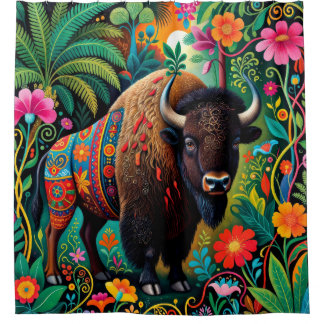 Powerful Buffalo Bison Animal Shower Curtain