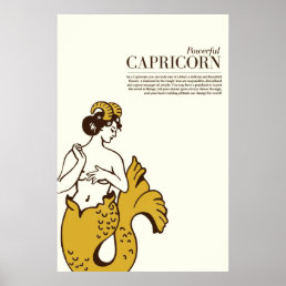 &quot;Powerful Capricorn&quot; Cute &amp; Cool Zodiac Art Poster