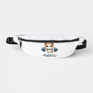 Powerful Cat Lifting Weights, Cute Gym Kitty Art Fanny Pack
