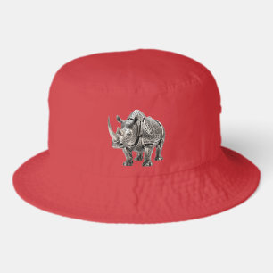 Powerful Celtic Silver Rhino with Intricate Knot P Bucket Hat