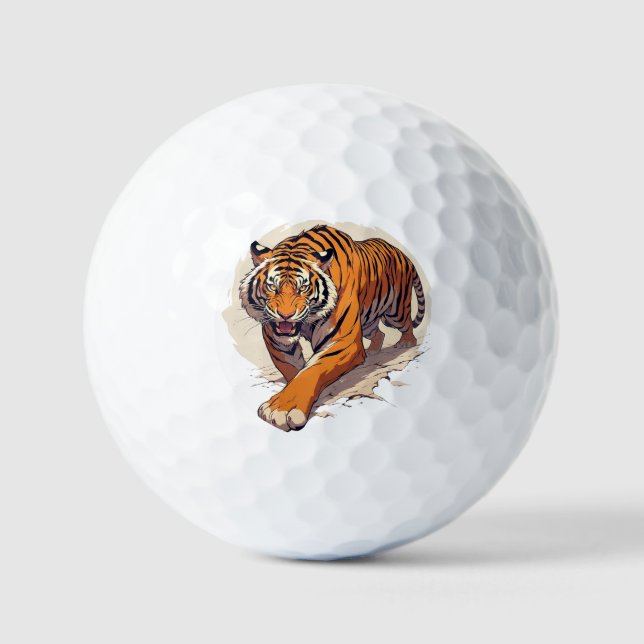 Powerful Charging Tiger Golf Balls (Front)