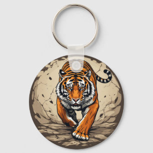 Powerful Charging Tiger Keychain