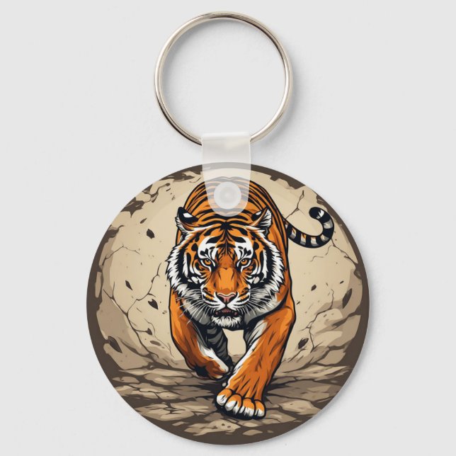 Powerful Charging Tiger Keychain (Front)