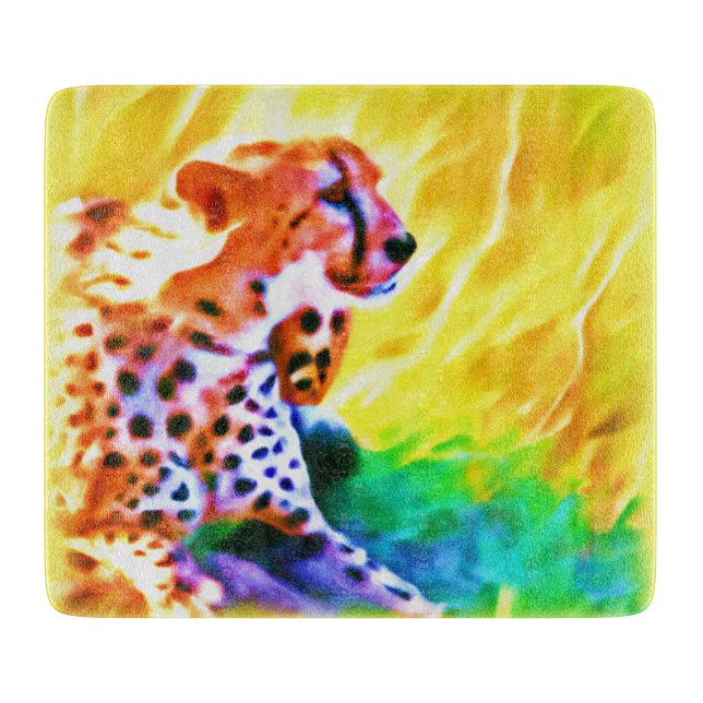 Powerful Cheetah Animal Painting. Buy Now Cutting Board (Front)
