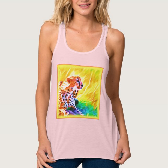 Powerful Cheetah Animal Painting. Buy Now Tank Top (Front)