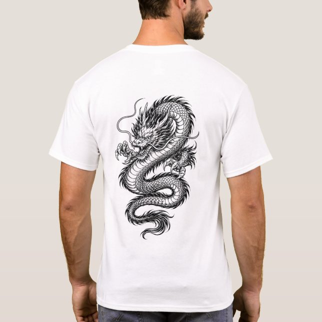 Powerful Eastern Dragon Illustration Tee (Back)