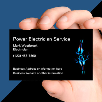 Powerful Electrician Business Cards by Luckyturtle at Zazzle