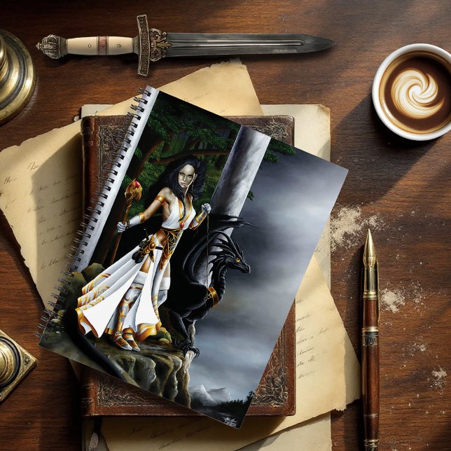 Powerful Fantasy Sorceress Black Dragon Guardian Notebook (Creator Uploaded)