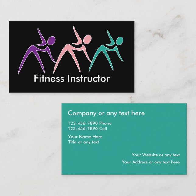 Powerful Fitness Instructor Business Cards (Front/Back)