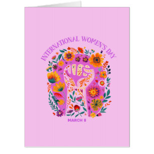 Powerful Floral Fist International Women's Day Card