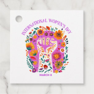 Powerful Floral Fist International Women's Day Favor Tags
