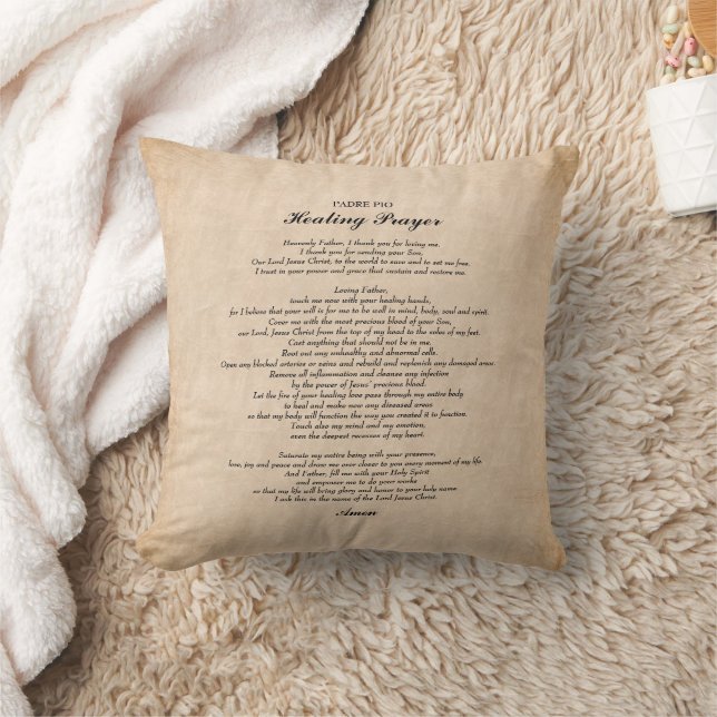 Powerful Healing Prayer by Padre Pio Throw Pillow (Blanket)