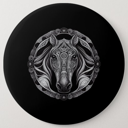 Powerful Horse Mandala For Yoga And Inner Peace Button