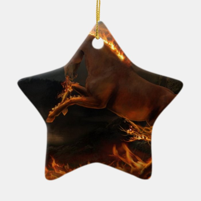 Powerful Horse on Fire Christmas Tree Ornament