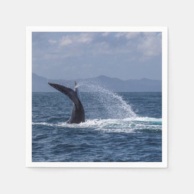 Powerful Humpback Whale Tail Splash Napkins (Front)