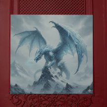 Powerful Ice Dragon On A Mountaintop