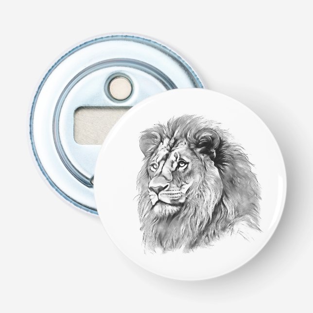Powerful Lion Portrait Bottle Opener (Front)