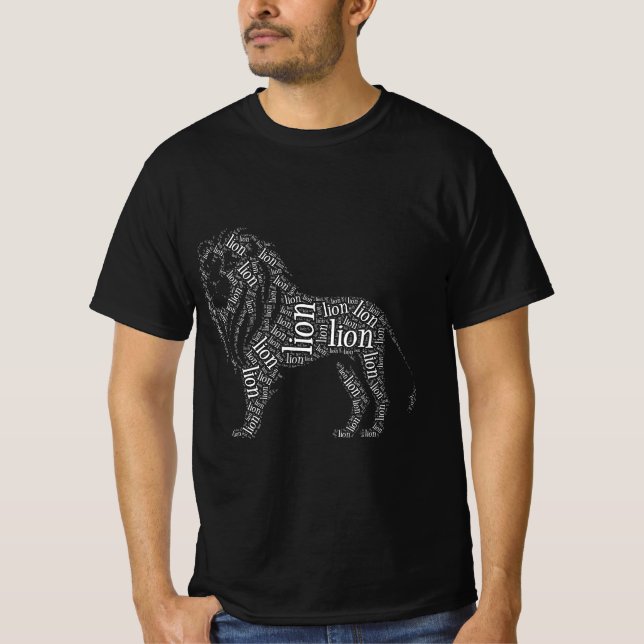 Powerful Lion Typography Design T-Shirt (Front)
