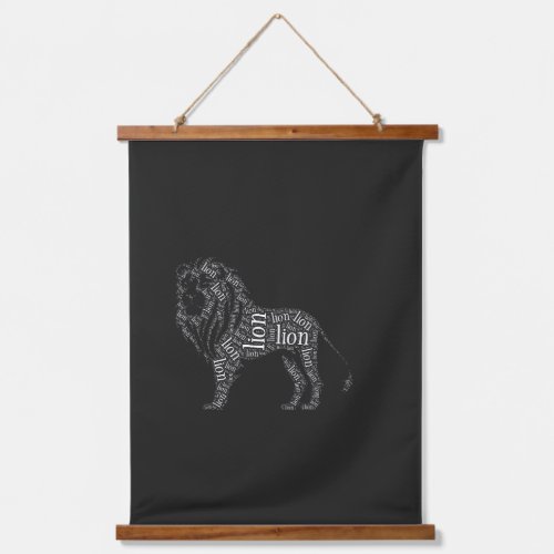 Powerful Lion Typography Design T-Shirt Hanging Tapestry
