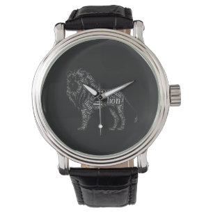 Powerful Lion Typography Design T-Shirt Watch