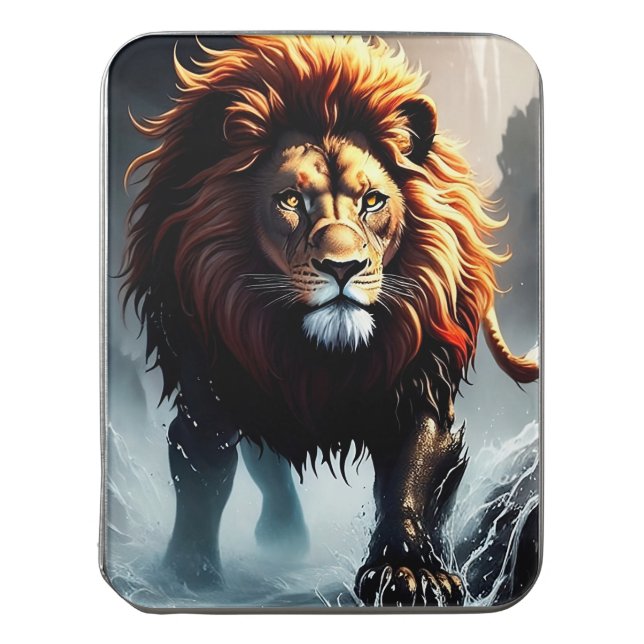 Powerful Lion Walking Over Water Jigsaw Puzzle (Lid Vertical)