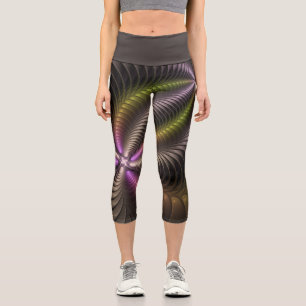 Powerful Movement Colorful Abstract Fractal Art Capri Leggings
