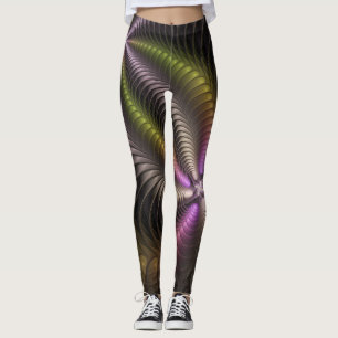 Powerful Movement Colorful Abstract Fractal Art Leggings