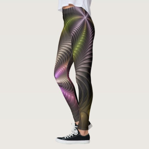 Powerful Movement Colorful Abstract Fractal Art Leggings