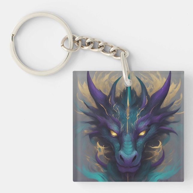 Powerful Mythical Dragon Head Keychain (Front)