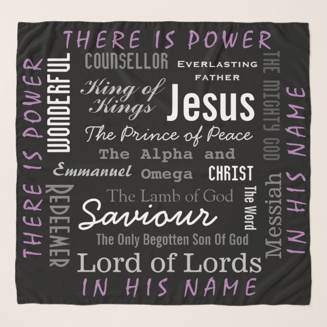 Powerful Name of Jesus B&W Christian Scarf (Front)