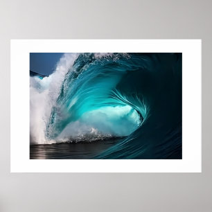 Powerful Ocean Wave Majestic Blue Sea Nature Poster