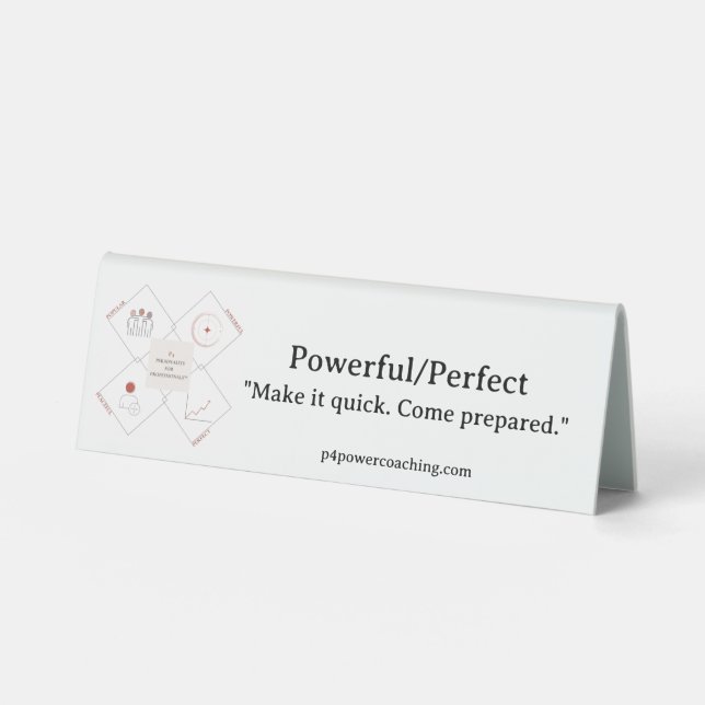 Powerful/Perfect Plastic Desk Plaque Table Tent (Front)