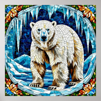 Powerful Polar Bear In Frozen Arctic Landscape Poster