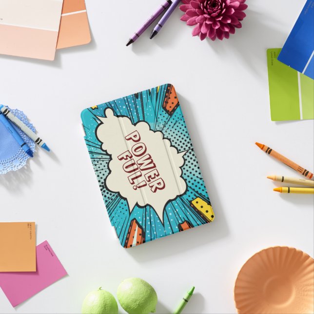 Powerful pop art modern cool graphic Blue iPad Mini Cover (In Situ)