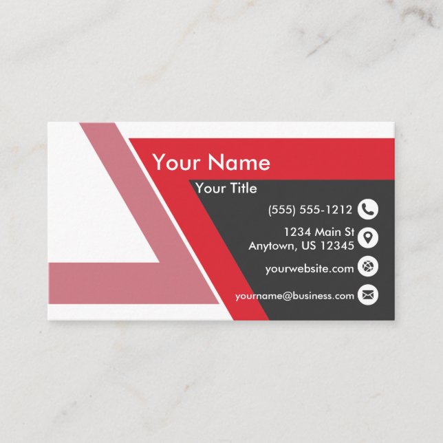 Powerful Red and Black Business Card (Front)
