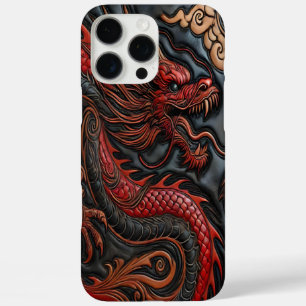 Powerful Red Dragon Carving Art iPhone 16 Pro Max Case