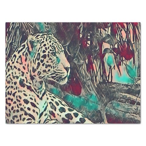 Powerful Resting Jaguar Illustration Tissue Paper
