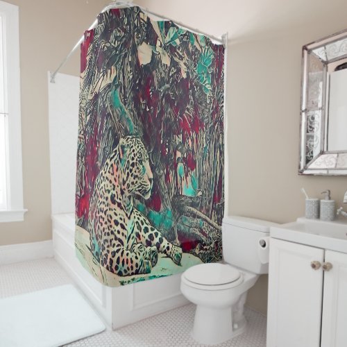 Powerful Resting Jaguar  Shower Curtain