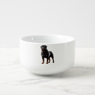 Powerful Rottweiler Stance � Bold Full-Body Dog Soup Mug