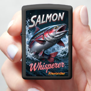Powerful Salmon Run Personalized Angler Zippo Lighter
