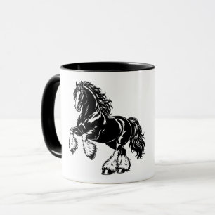Powerful Shire Horse Black and White Illustration Mug