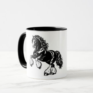 Powerful Shire Horse Black and White Illustration Mug